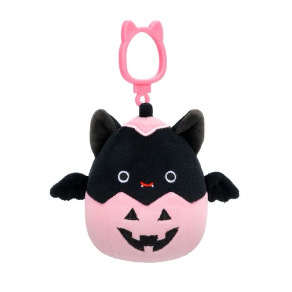 NWT 3.5” Emily the Bat 🦇 in Pink Pumpkin Halloween Squishmallow Clip - Picture 1 of 2
